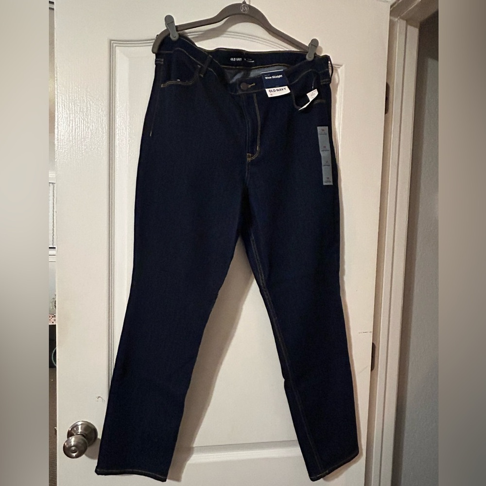 NWT Old Navy High-Rise WOW Straight Dark Wash Straight-Leg Jeans